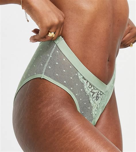 Tutti Rouge Textured Mesh And Lace Mix Low Front Brazilian Brief In Basil Shopstyle Panties