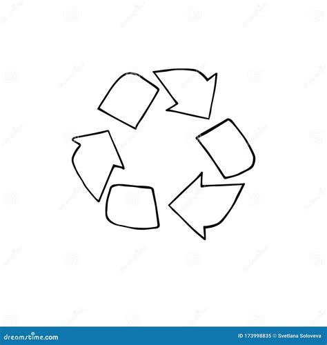 Vector Outline Doodle Recycle Reuse Symbol Stock Vector Illustration