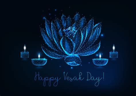 Premium Vector Happy Vesak Day Greeting Card With Lotus Flower