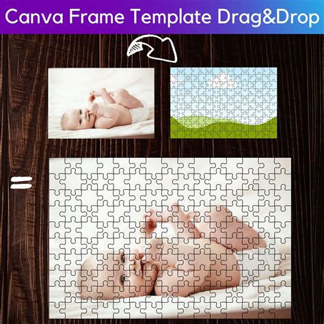 Jigsaw Puzzle Canva Frame Template Mockup 150 Piece Puzzle Easy Drag