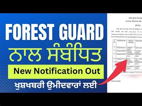 Punjab Forest Guard New Important Notification For All Candidates 2023