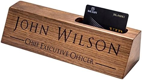 Custom Wooden Desk Name Plate Card Holder New Job Gift Office Desk