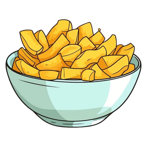 Ícone representando uma tigela de batatas fritas em formato vetorial