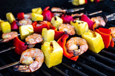 Grilled Shrimp And Pineapple Kabobs With Sweet Coconut Sauce