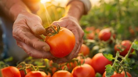 Premium Photo A Farmers Male Hands Picking Tomato Harvest Morning