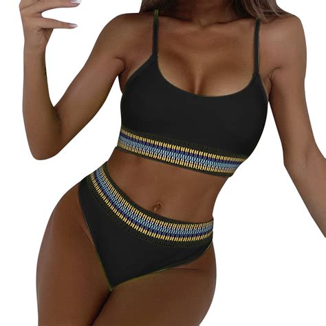 Himmake Women Swimsuit Set Bandeau Bandage Bikini Set Push Up Brazilian