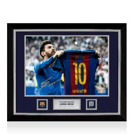 Lionel Messi Official Fc Barcelona Signed And Framed Photo Iconic