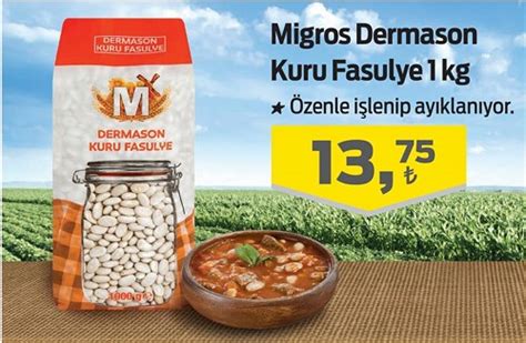 Migros Dermason Kuru Fasulye 1 kg İndirimde Market