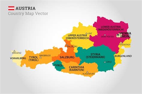 Mapa Detalhado Da Ilustra O Vetorial Da Ustria Vetor Premium