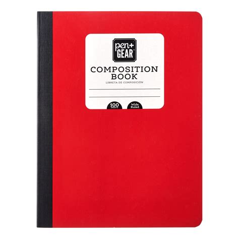 Pen Gear Composition Book Wide Ruled 100 Pages Red