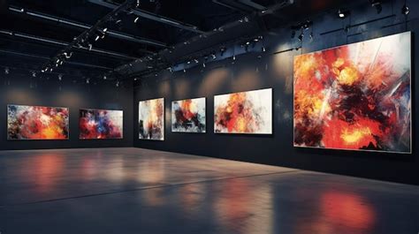 Premium Photo Man Observing A Modern Art Gallery Wall With Various