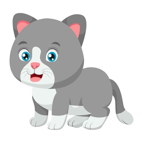 Dibujos Animados Lindo Gato Sobre Fondo Blanco Vector Premium