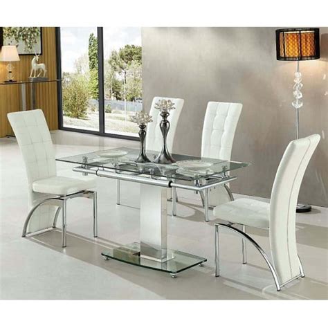 Enke Extending Glass Dining Table With Ravenna Black Chairs