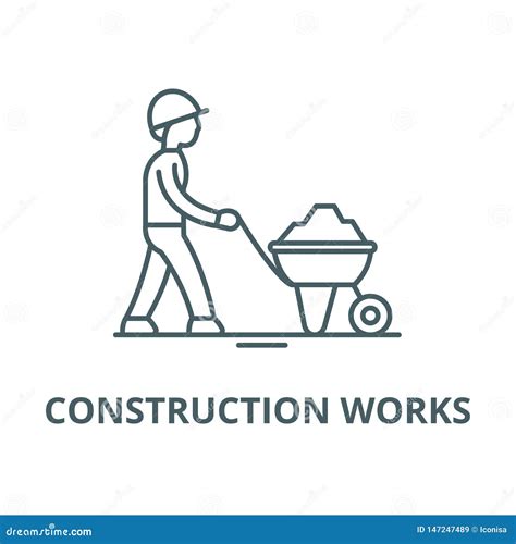 Construction Works Vector Line Icon Linear Concept Outline Sign