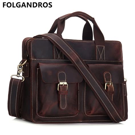 Bolso clásico de cuero genuino para hombre Bolsa de mensajero para