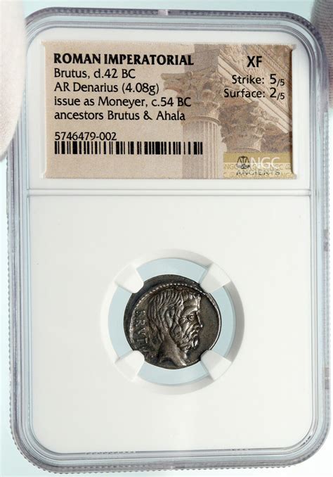 Brutus Julius Caesar Assassin Ancestors Roman Republic Silver Coin NGC ...