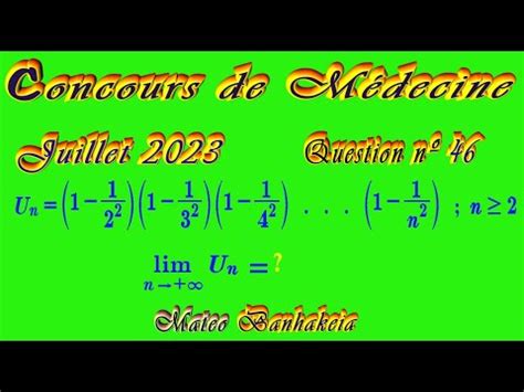 Correction Concours De Médecine 2023 Question 46 Mateo YouTube