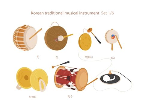 Una colección de instrumentos musicales coreanos tradicionales