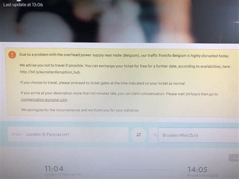 Eurostar trains are being cancelled/delayed today, they’re advising not