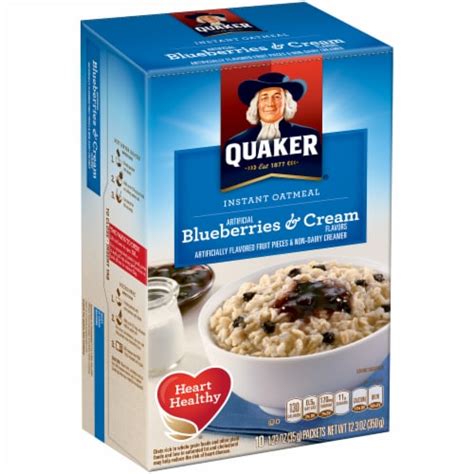 Quaker Blueberry And Cream Instant Oatmeal Breakfast Cereal 10 Ct 1 23 Oz Kroger