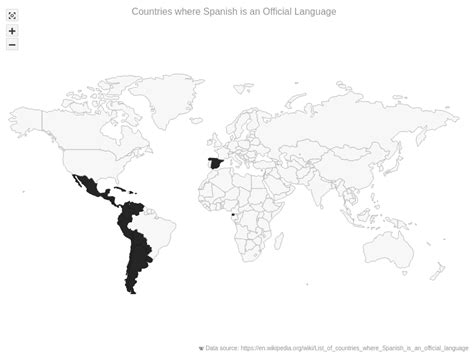 Spanish Language on World Map with Monochrome theme | Maps Choropleth