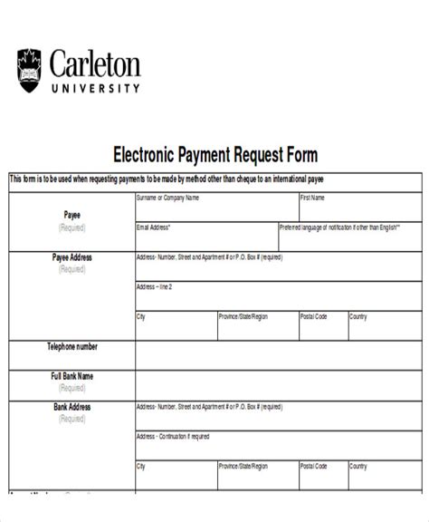 Electronic Payment Form Template