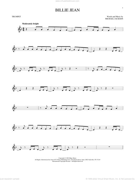 Jackson Billie Jean Sheet Music For Trumpet Solo Pdf