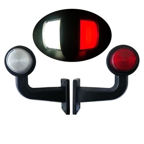 2 Feux de Gabarit Effet Néon LED 155mm Rouge Blanc pour Camion Remorque