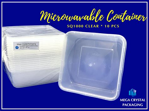 Microwavable Container SQ 1000 Square 1000 Ml 10 Pcs Per Pack