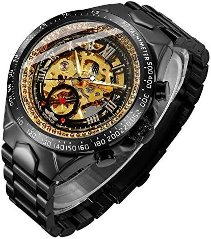 IK COLOURING Men S Watch Mechanical Stainless Steel Skeleton Steampunk