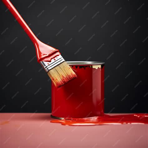 Premium Ai Image Red Paint Can And Brush