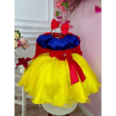 Vestido Fantasia Infantil Branca De Neve Capa E Tiara E Luva Shopee