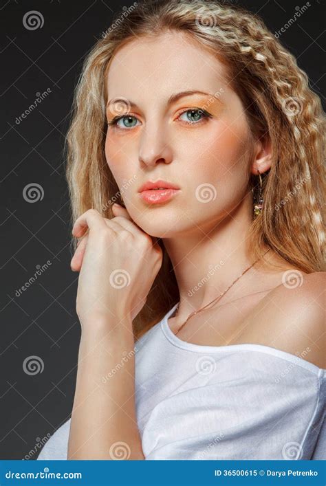 Portrait Of The Beauty Young Blond Woman With Make Up Stock Image Image Of Attractive