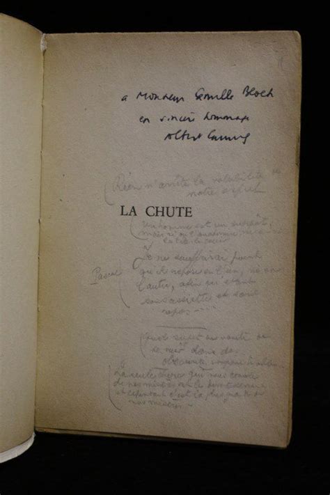 Camus La Chute Signed Book First Edition Edition Originale