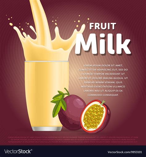 Passion Fruit Sweet Milkshake Dessert Cocktail Vector Image