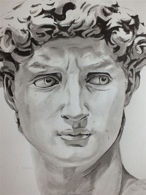 David of Michelangelo, Sumi black ink © DANA IC ‪ #‎Sculpture‬ ‪#‎art ...