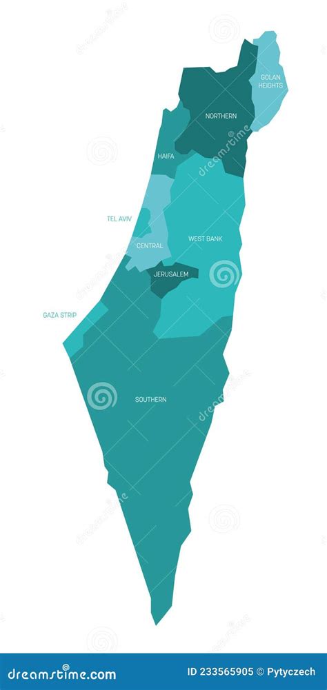 Israel Administrative Map Of Districts Stock Vector Illustration Of State Golan 233565905