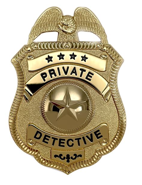 Private Detective Investigator Shield Badge Gold With Clip