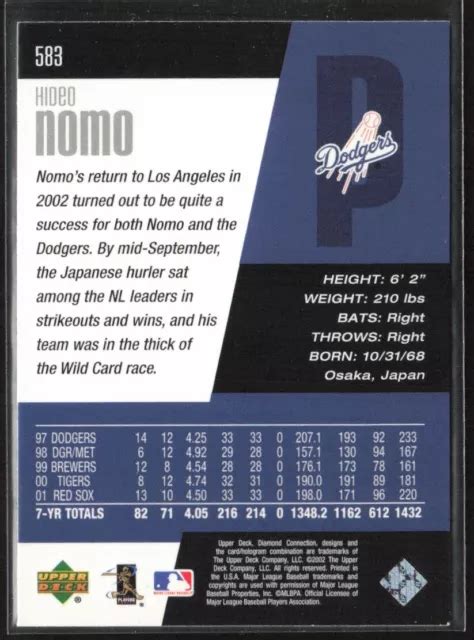 Upper Deck Diamond Connection Hideo Nomo Dodgers De Los