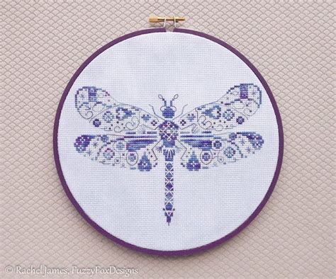 Variegated Dragonfly Cross Stitch Pattern Pdf Chart For Colour