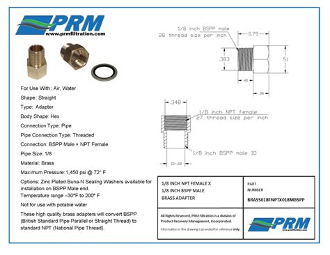 18 Fnpt X 18 Bspp Male Brass Adapter Npt X Bspp