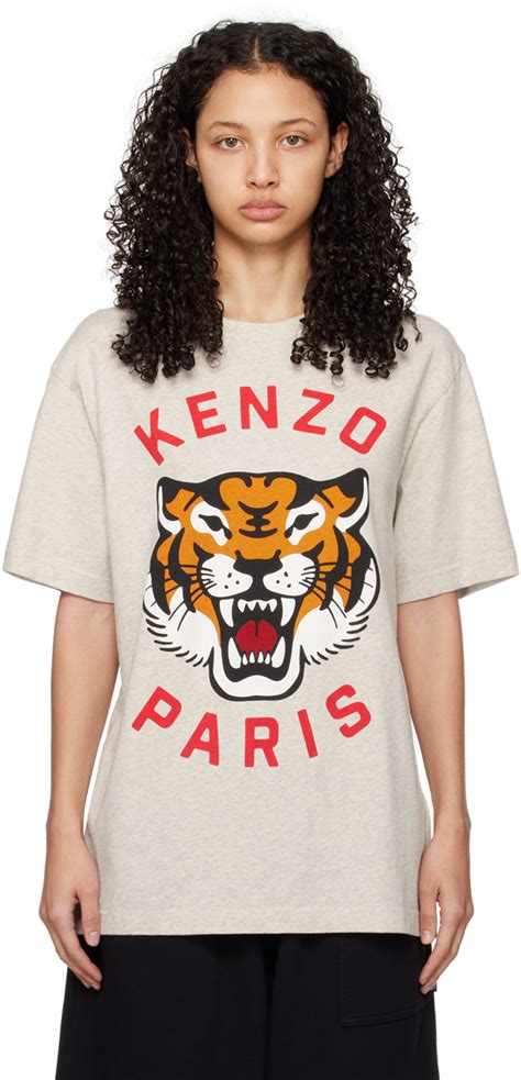 Gray Kenzo Paris Lucky Tiger T Shirt By Kenzo On Sale