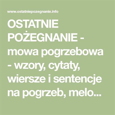 OSTATNIE POŻEGNANIE mowa pogrzebowa wzory cytaty wiersze i