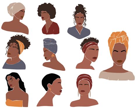 Abstract Black Woman Clip Art Bundle African American Girls Etsy