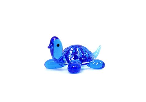 Czech Glass Turtle Figurine Miniature Hand Made Bcv Glass