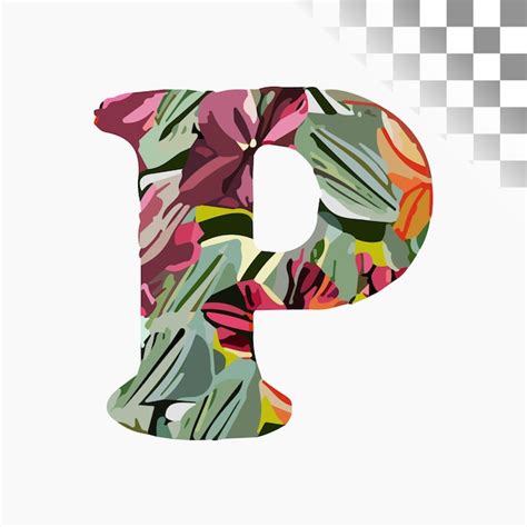 P Desenho De Letras Fonte Elegante Alfabeto Tropical Vetor Premium