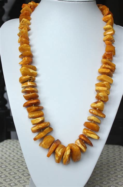 133gr Natural Egg Yolk Butterscotch Vintage Amber Necklace Etsy