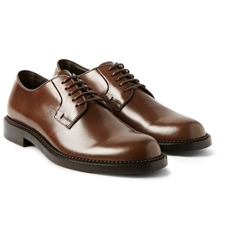 Tods Polished Leather Derby Shoes In Brown For Men Lyst