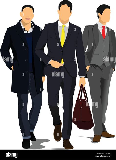 Three Young Handsome Men Businessmanvector Illustration Stock Vector