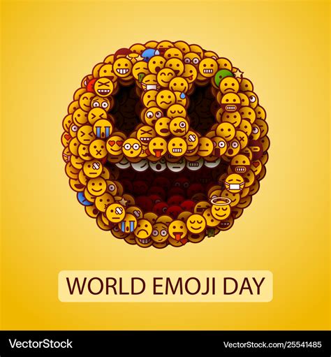 World Emoji Day Smiley Face Made Many Small Vector Image